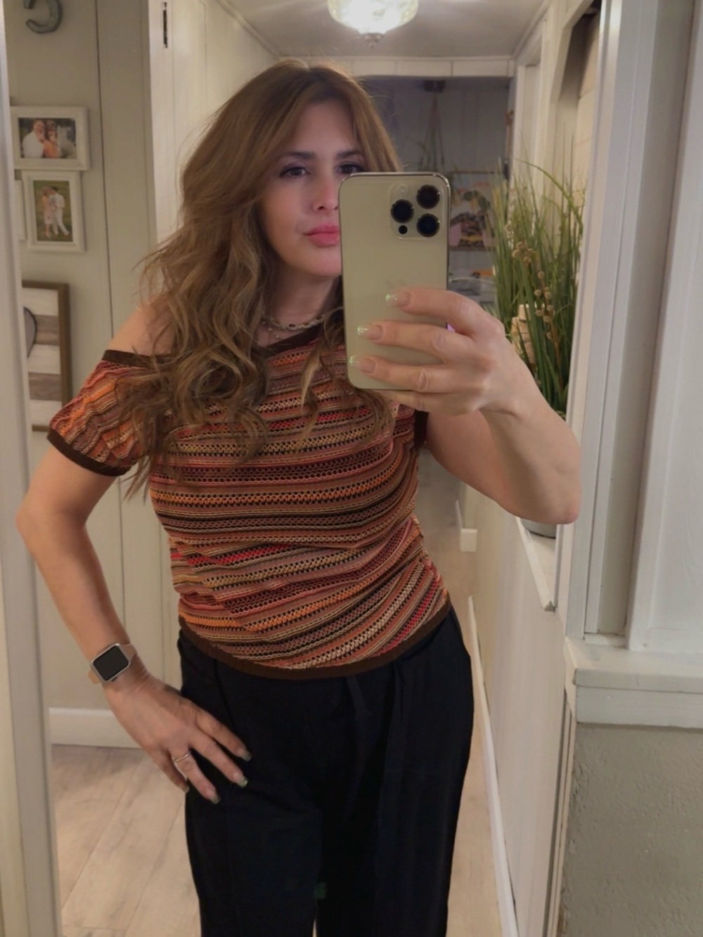 FP Inspired | Boho Retro Off Shoulder Striped Knit Crochet Boutique Vibe Top